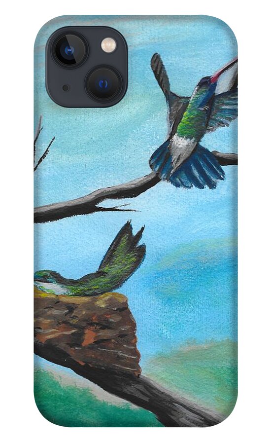 Humming Birds iPhone 13 Case featuring the painting Humming Birds by David Bigelow