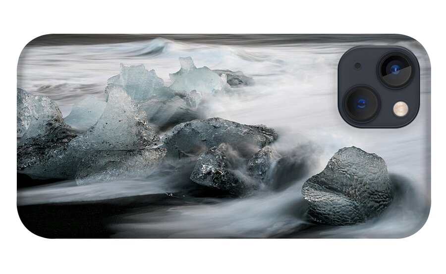 Icebergs iPhone 13 Case featuring the photograph Icebergs in ice beach, Iceland by Michalakis Ppalis