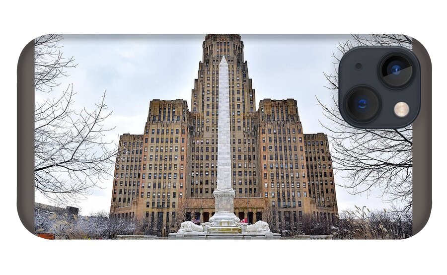 Art Deco iPhone 13 Case featuring the photograph Iconic Buffalo City Hall in Winter by Nicole Lloyd
