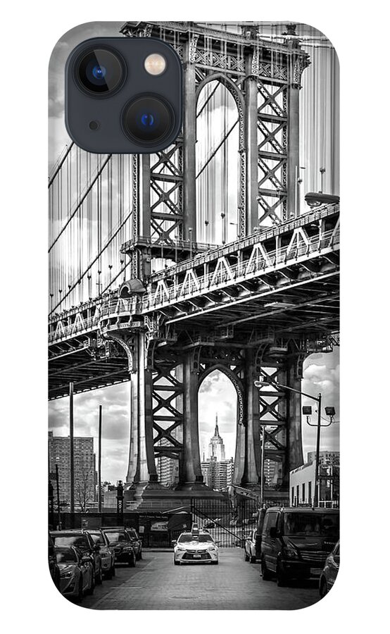New York City iPhone 13 Case featuring the photograph Iconic Manhattan BW by Az Jackson