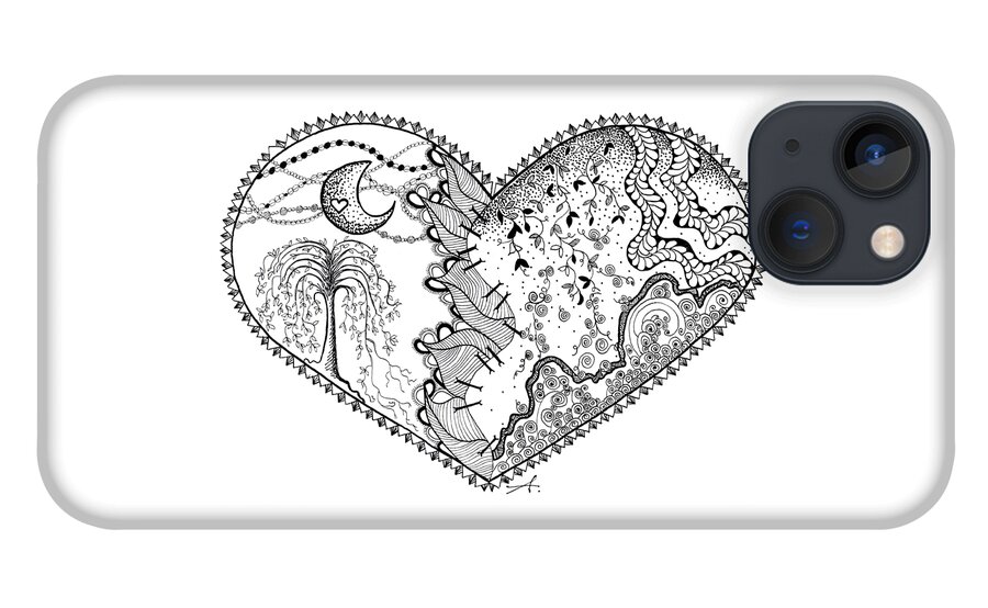 Broken Heart iPhone 13 Case featuring the drawing Repaired Heart by Ana V Ramirez
