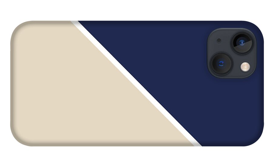 Blue iPhone 13 Case featuring the digital art Indigo and Sand Geometric by Linda Woods