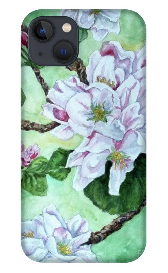 Flowers iPhone 13 Case featuring the painting Irish Apple Blossoms by Genie Morgan