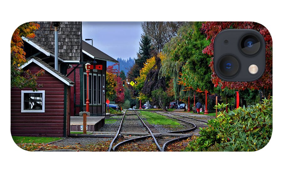 Autumn-colors iPhone 13 Case featuring the photograph Issaquah Train Station by Kirt Tisdale