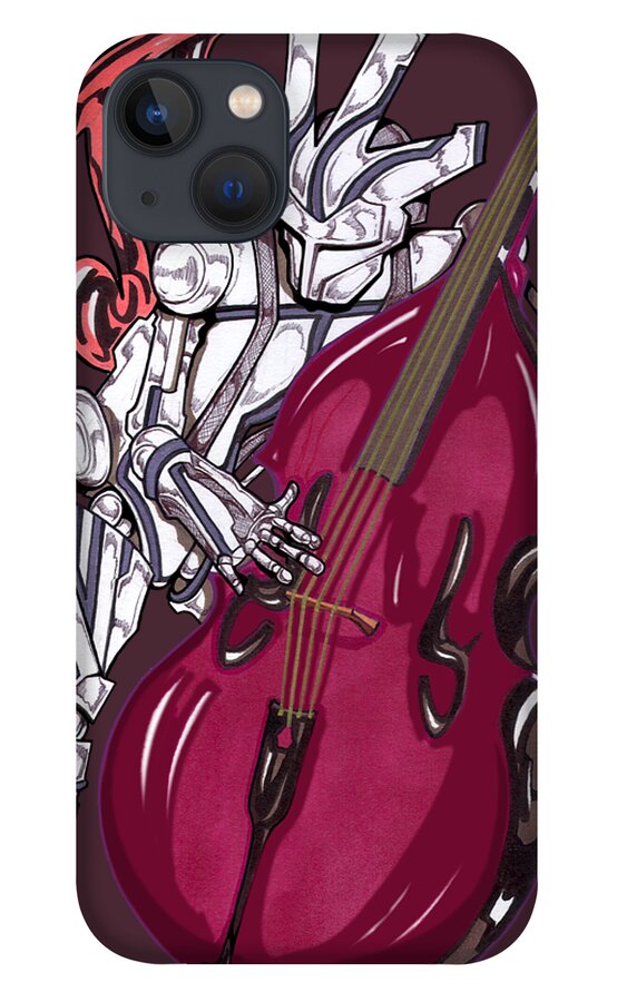 Jazz Player iPhone 13 Case featuring the mixed media Jazzmen Cello Player by Demitrius Motion Bullock