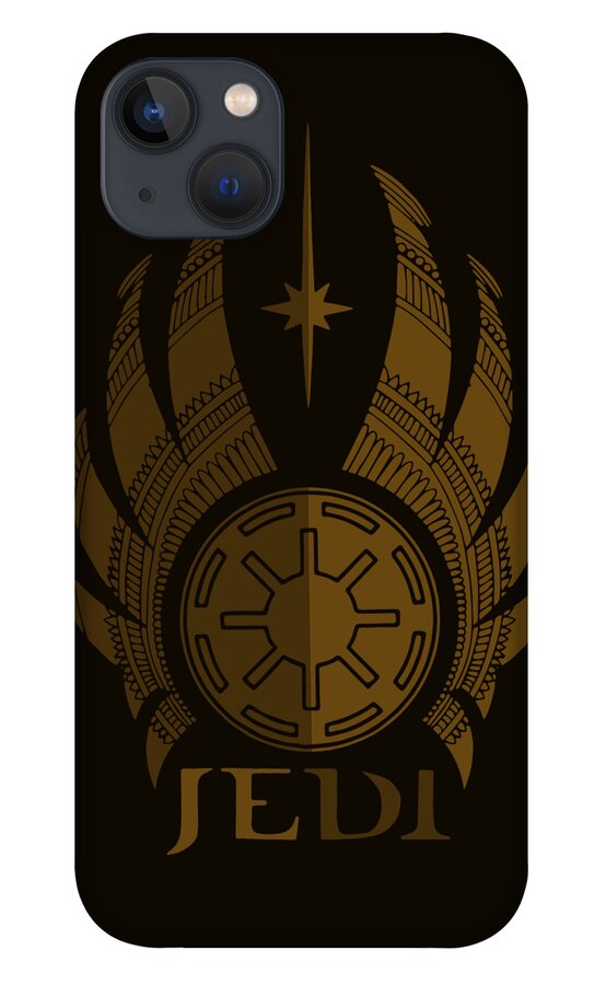Jedi iPhone 13 Case featuring the mixed media Jedi Symbol - Star Wars Art, Brown by Studio Grafiikka