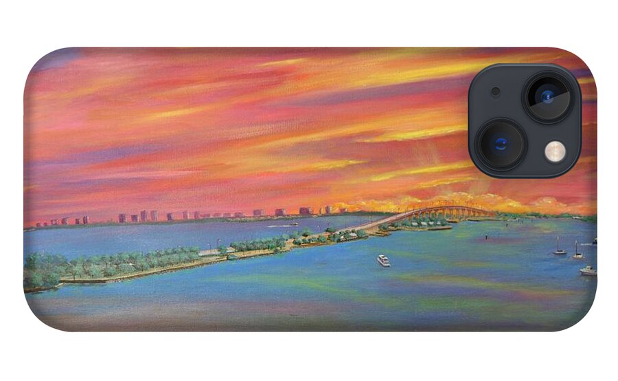 Bridge iPhone 13 Case featuring the painting Jensen Beach Causeway by Mike Jenkins