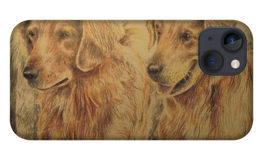 Dogs iPhone 13 Case featuring the drawing Joe's Dogs by Larry Whitler
