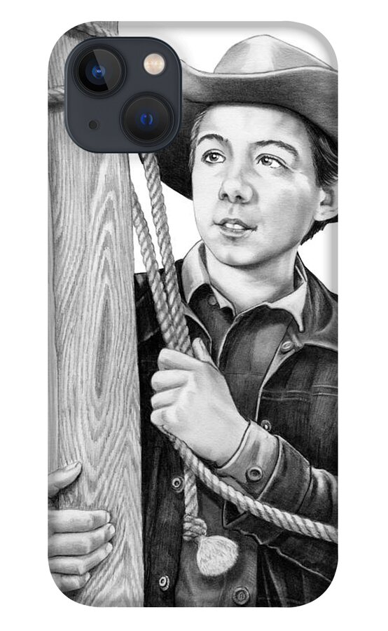 Pencil iPhone 13 Case featuring the drawing Johnny Crawford-Mark McCain by Murphy Elliott