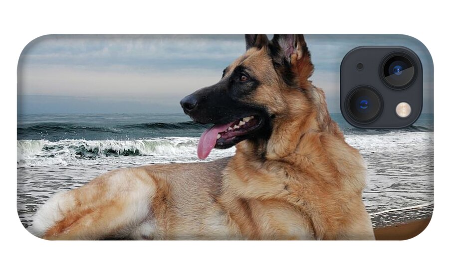 German Shepherd Dogs iPhone 13 Case featuring the photograph King Of The Beach - German Shepherd Dog by Angie Tirado