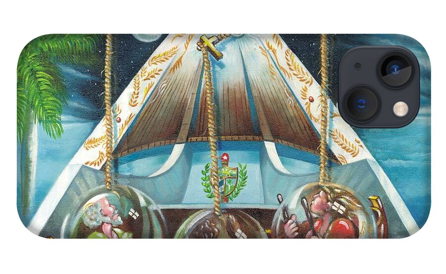 Ermita De La Caridad iPhone 13 Case featuring the painting La Virgen de la Caridad del Cobre en Miami by Roger Calle