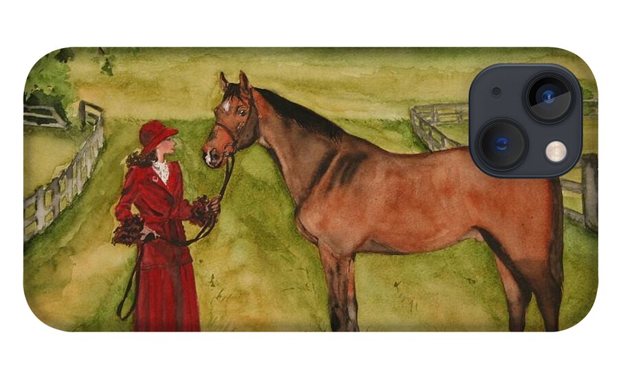 Horse iPhone 13 Case featuring the painting Lady and Horse by Jean Blackmer
