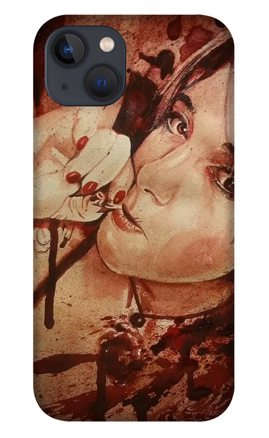  iPhone 13 Case featuring the painting Lady And The Joint by Ryan Almighty