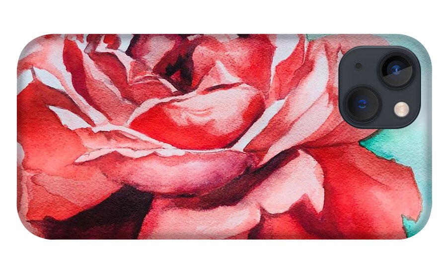 Rose iPhone 13 Case featuring the painting Lady in Red by Sonia Mocnik