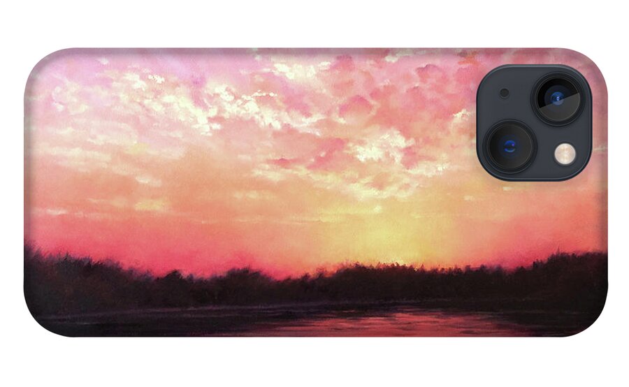 Landscape iPhone 13 Case featuring the painting Lake Sunset by Teri Rosario