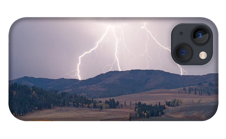 Yellowstone National Park iPhone 13 Case featuring the photograph Lamar Lightning by Max Waugh