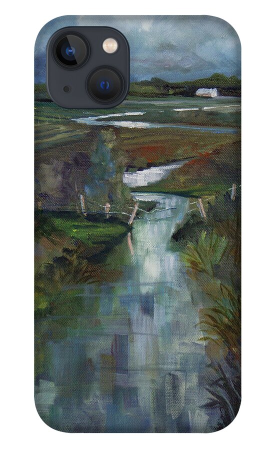 River iPhone 13 Case featuring the painting Laramie River Valley by Heather Coen