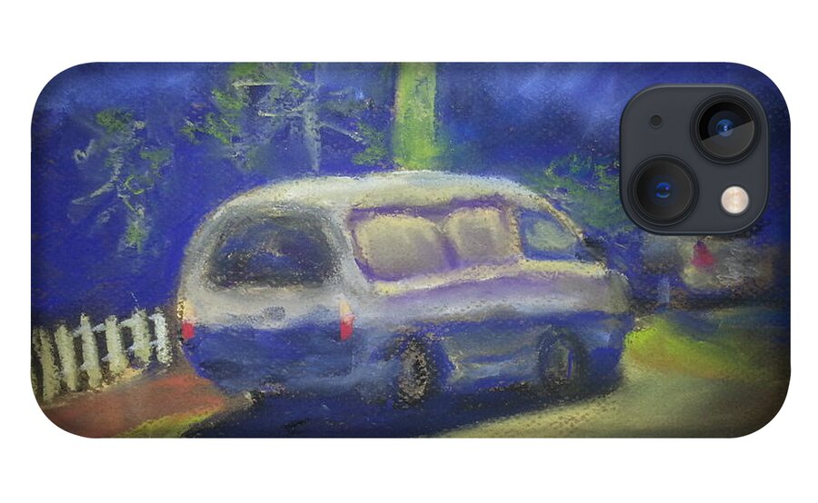 Bus iPhone 13 Case featuring the pastel Late Night Bus by Jerome Wilson