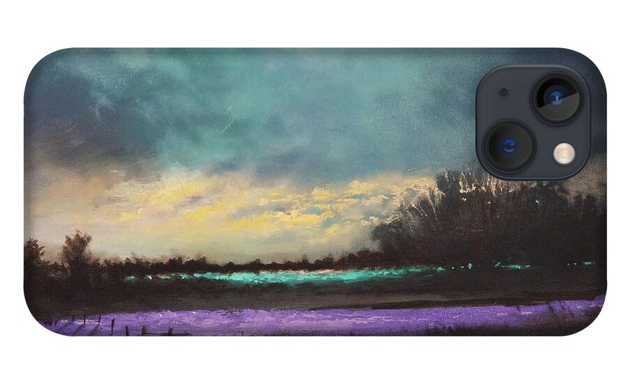 Blue And Lavender; Contemporary Landscape; Tom Shropshire Painting iPhone 13 Case featuring the painting Lavender Fields by Tom Shropshire