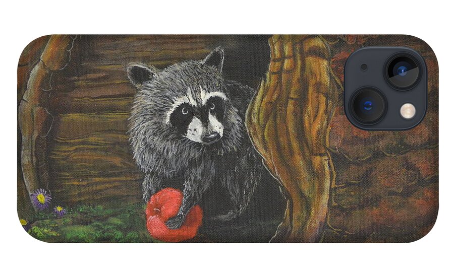 Raccoon iPhone 13 Case featuring the painting Laying Low by Rod B Rainey