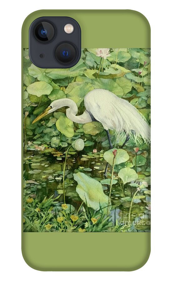 Heron iPhone 13 Case featuring the painting Le Heron by Francoise Chauray