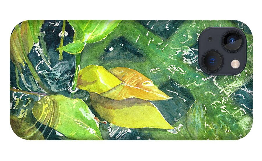 Leaves iPhone 13 Case featuring the painting Leaf Pond by Madeleine Arnett