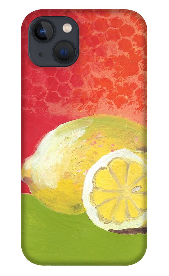 Abstract Lemons iPhone 13 Case featuring the painting Lemons by Elise Boam