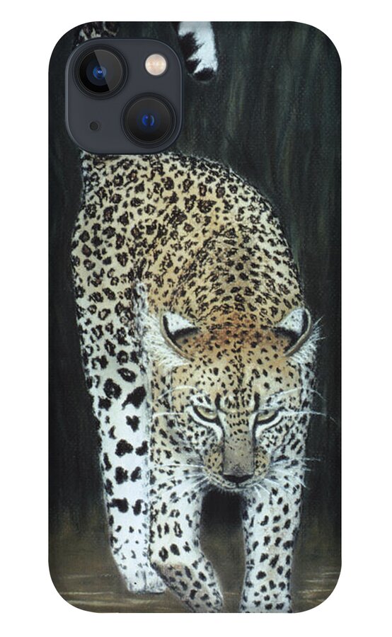 Karen Zuk Rosenblatt Art And Photography iPhone 13 Case featuring the painting Leopard by Karen Zuk Rosenblatt