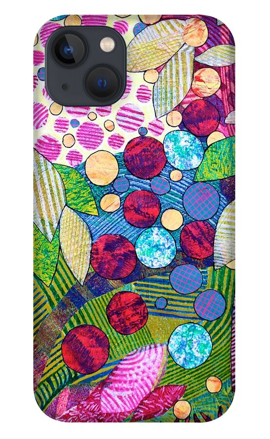 Abstract Landscape iPhone 13 Case featuring the mixed media Light Infused Forest by Polly Castor