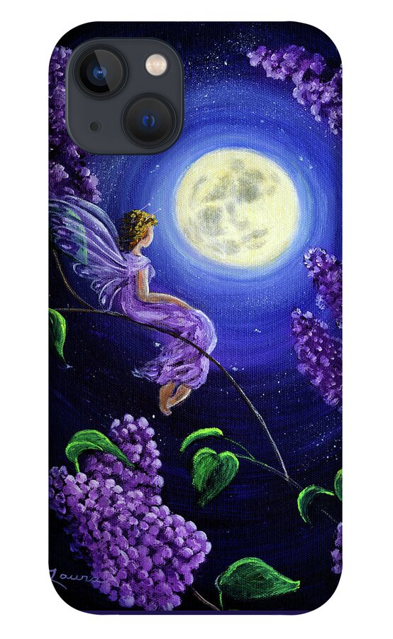 Fairy iPhone 13 Case featuring the painting Lilac Fairy Bathed in Moonlight by Laura Iverson