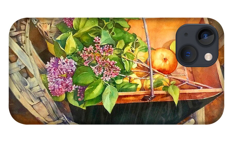 Lilas iPhone 13 Case featuring the painting Lilas et Pommes by Francoise Chauray