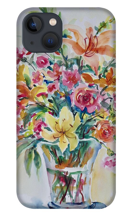 Flowers iPhone 13 Case featuring the painting Lilies and Roses by Ingrid Dohm