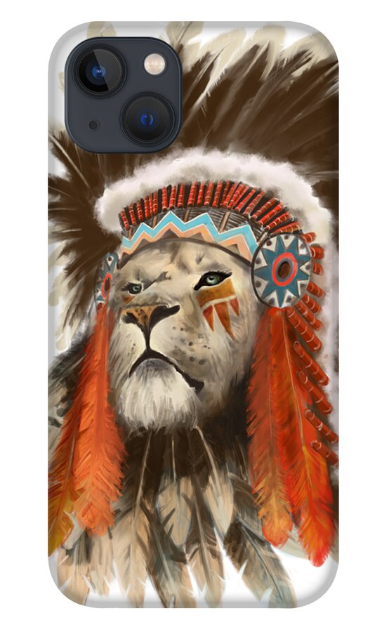 Lion iPhone 13 Case featuring the painting Lion Chief by Sassan Filsoof