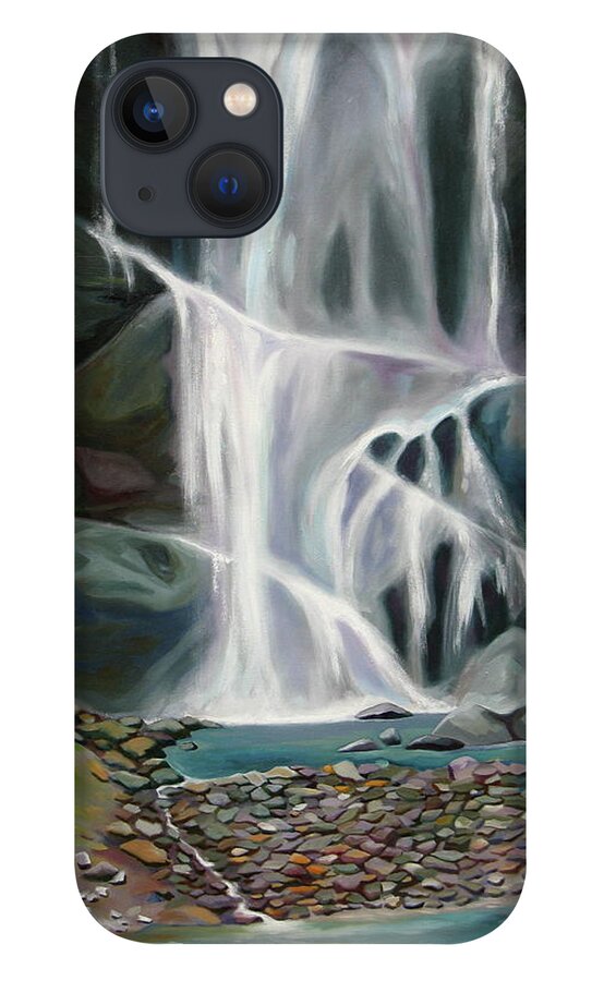 Waterfall iPhone 13 Case featuring the painting Living Waters by Shirley Galbrecht