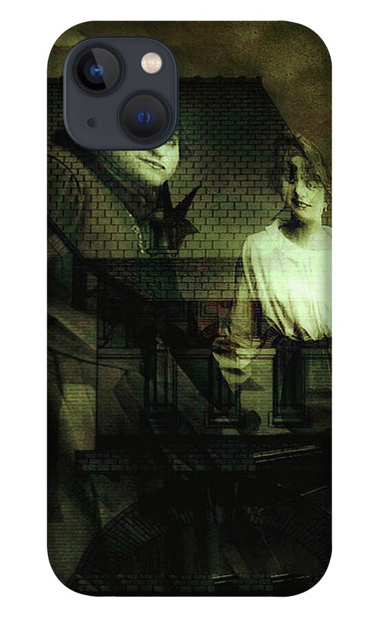 Sepia iPhone 13 Case featuring the digital art Lizzie and her Sister by Delight Worthyn