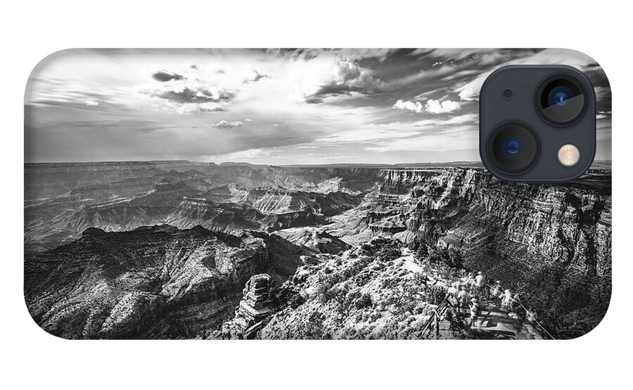 Arizona iPhone 13 Case featuring the photograph Long Exposure From Desert View Tower In Black And White by Mati Krimerman
