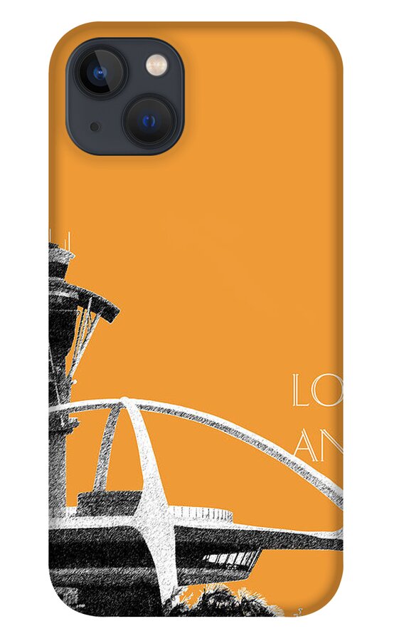 Architecture iPhone 13 Case featuring the digital art Los Angeles Skyline LAX Spider - Orange by DB Artist