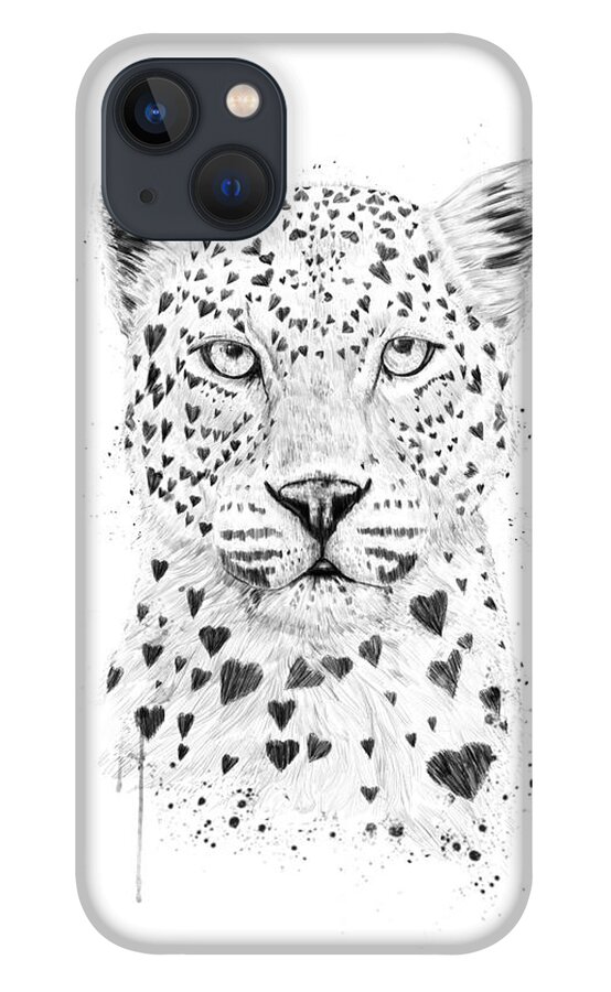 Leopard iPhone 13 Case featuring the drawing Lovely leopard by Balazs Solti