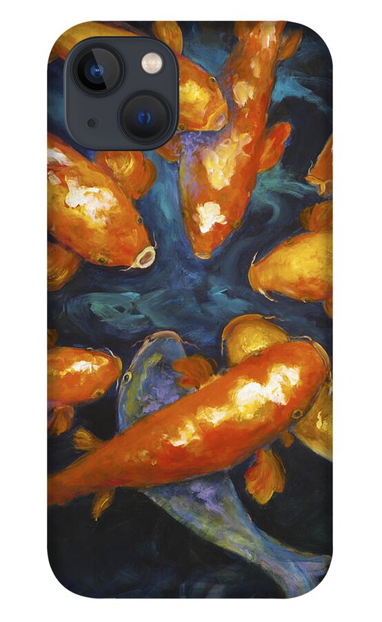 Koi iPhone 13 Case featuring the painting Lucky Koi by Caroline Patrick