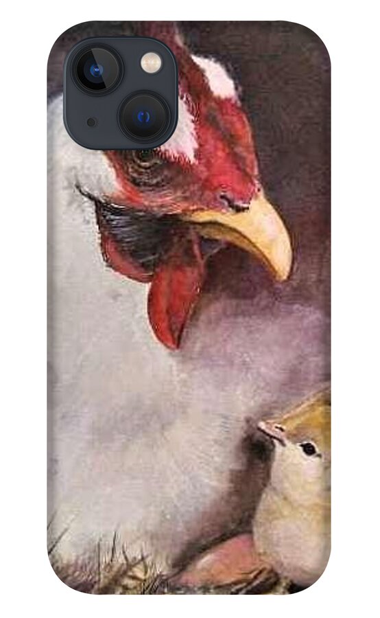 Chickens iPhone 13 Case featuring the painting Ma ma and little peep by Bobby Walters