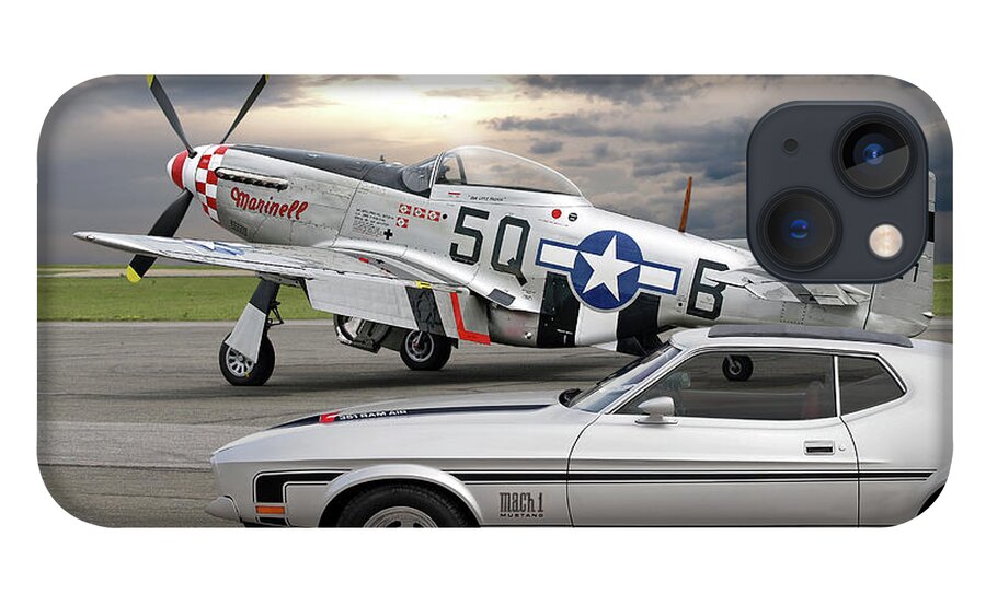 Ford Mustang iPhone 13 Case featuring the photograph Mach 1 Mustang with p51 by Gill Billington