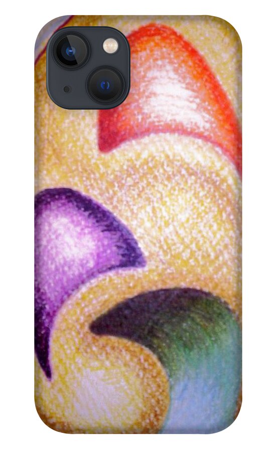 Abstract iPhone 13 Case featuring the drawing Mailed to You by Suzanne Udell Levinger