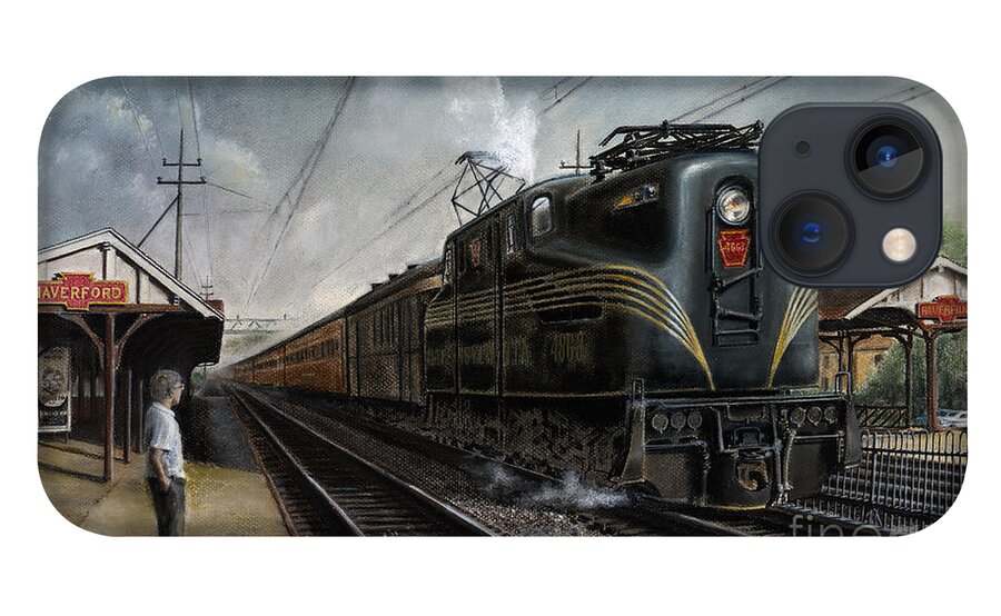 Trains iPhone 13 Case featuring the painting Mainline Memories by David Mittner