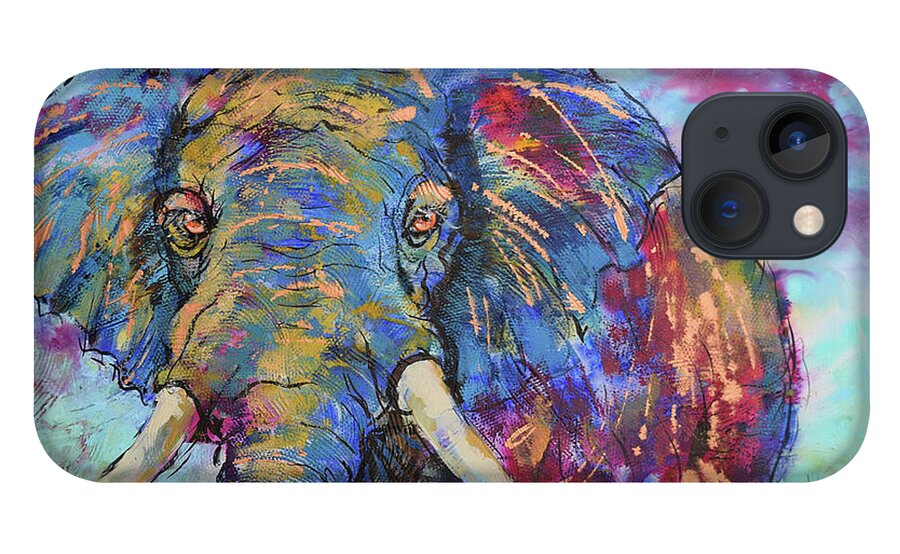 Elephant iPhone 13 Case featuring the painting Majestic Elephant by Jyotika Shroff