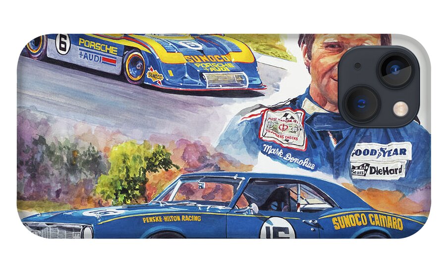 Camaro iPhone 13 Case featuring the painting Mark Donohue Racing by David Lloyd Glover