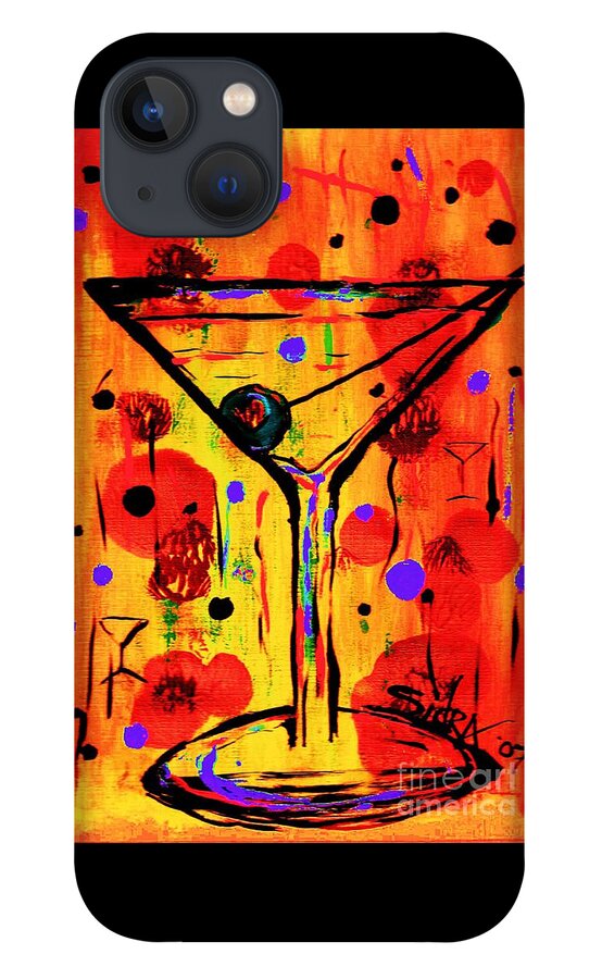 Martini iPhone 13 Case featuring the painting Martini twentyfive of SIDZART Pop Art Collection by Sidra Myers