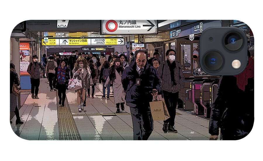 Pedestrians iPhone 13 Case featuring the photograph Marunouchi Line, Tokyo Metro Japan Poster by Perry Rodriguez