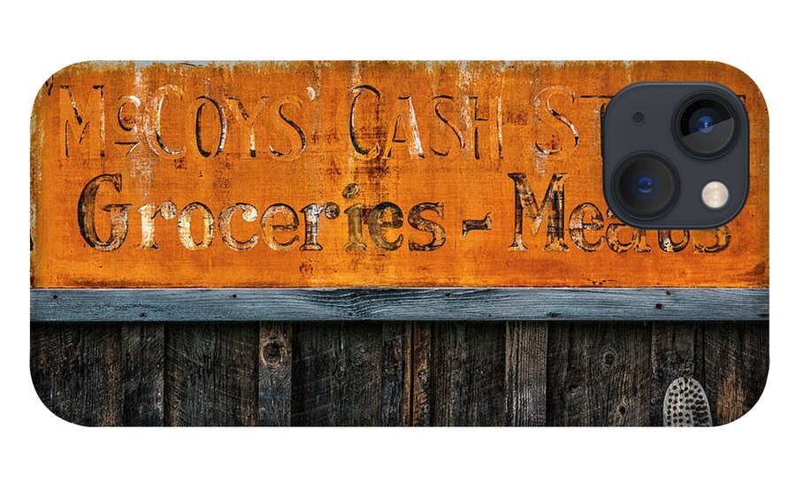 Old Store Sign iPhone 13 Case featuring the photograph McCoys Cash Store Sign by Ed Broberg