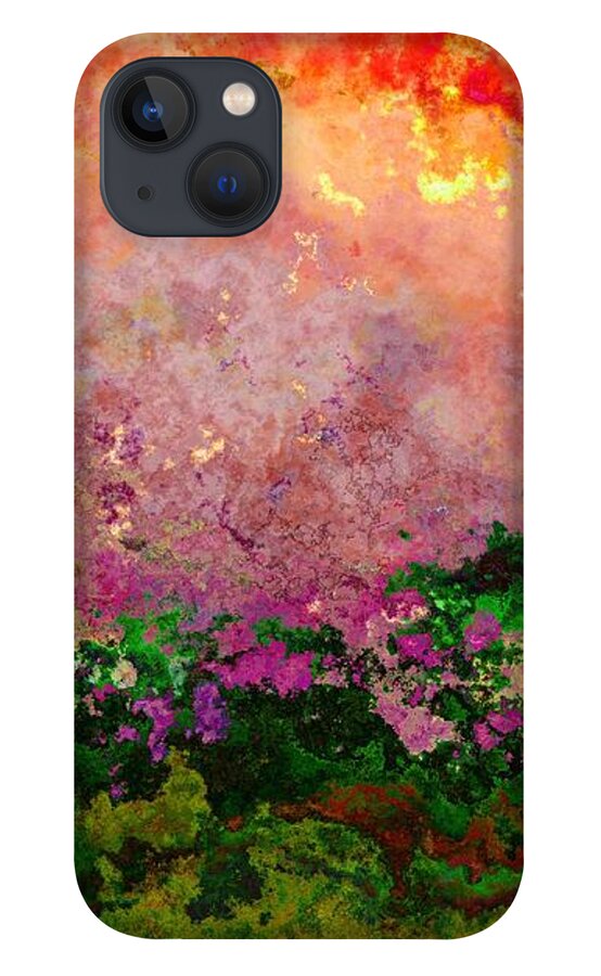Abstract iPhone 13 Case featuring the digital art Meadow Morning by Wendy J St Christopher