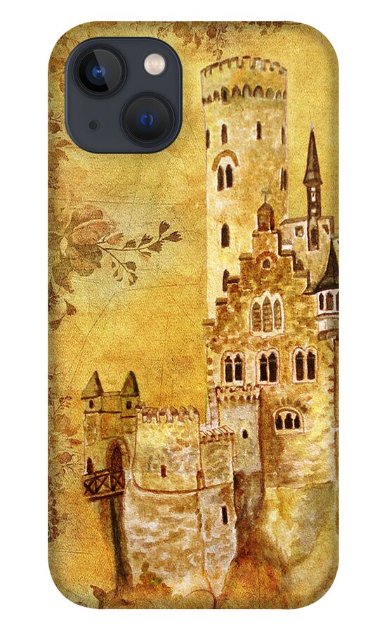 Castles iPhone 13 Case featuring the painting Medieval Golden Castle by Angeles M Pomata